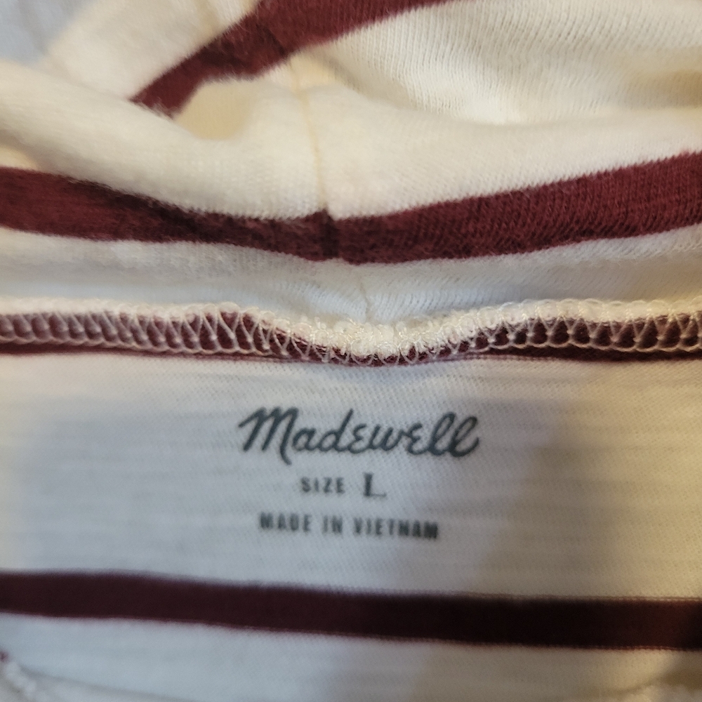 Madewell Maroon and White Striped Top
